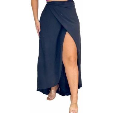 Imagem de Saia Longa Envelope Transpassada De Amarrar Moda Blogueira - Loja Core