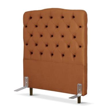 Imagem de Cabeceira de Cama Box Solteiro 110 cm Dunas Larhome Suede Veludo Terra