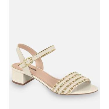 Imagem de Sandália Feminina Salto Grosso Moleca Off White-17055, Off white, 37