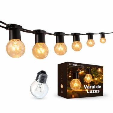 Imagem de Varal de Luzes 10 Metros Com 10 Lâmpadas Amarelas Inclusas para Extern