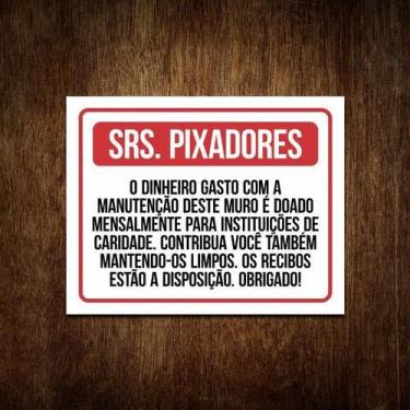 Imagem de Placa Aviso Pixadores Grafiteiros Sinalização (36X46) - Sinalizo