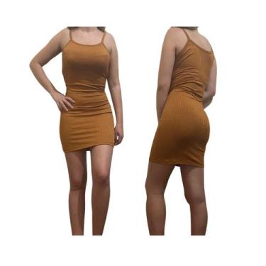 Imagem de Vestido Canelado De Alcinha Curto - Empório J, Caramelo, ÚNICO