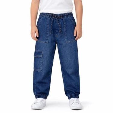 Imagem de Calça Juvenil Look Jeans Jogger Cargo Jeans - 12 - UNICA-Masculino