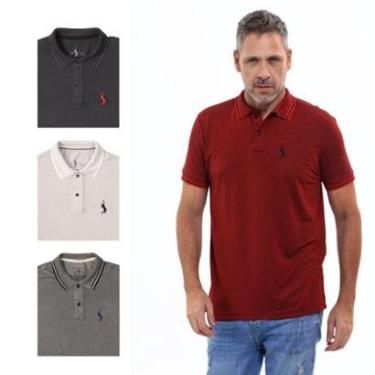 Imagem de Kit 4 Camisa Polo Masculina Elegante Dia a Dia Piquet-Masculino