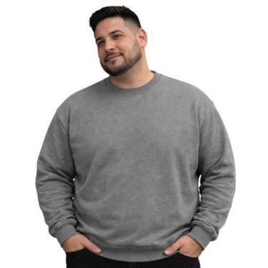 Imagem de Blusão Moletom Masculino Plus Size Gola Redonda Canelada- Basicamente-Masculino