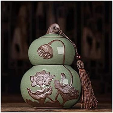 Imagem de KRASS Mini urna funerária urna de cremação cerâmica comemorativa para armazenamento de cinzas adultas ou cinzas de animais de estimação podem ser enterradas, verde, grande, colecionador88