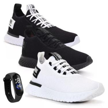 Imagem de Kit 3 Tênis Masculino Para Academia de Caminhada Macio Conforto + Relógio-Masculino