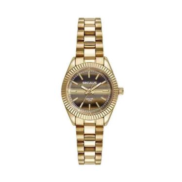 Imagem de Relógio Seculus Catraca Serrilhada Dourado Feminino 7245LPSV-Feminino