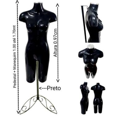 Imagem de Manequim feminino (Meio corpo modelo definido N.38) Preto com tampa pr