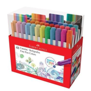 Imagem de Canetinha Hidrografica 48 Cores Fine Pen Boligrafos Colors Faber Caste