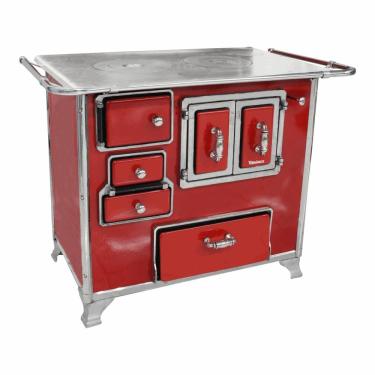 Imagem de Fogão a Lenha de Piso 2 Bocas Venâncio Tradicional Nº02 Vermelho Gabinete Lado Direito...