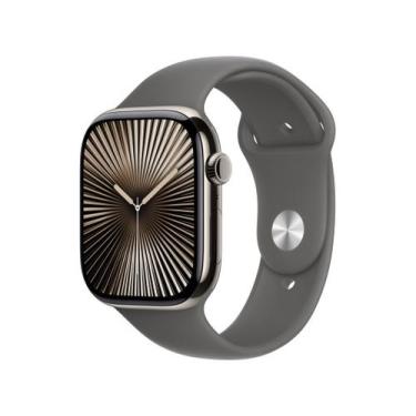 Imagem de Apple Watch Series 10 GPS + Cellular, Caixa Natural de Titânio de 46 m