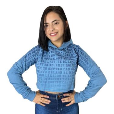 Imagem de Blusa De Frio Moletom Cropped Feminina Flanelada Canguru - Anj Modas, 