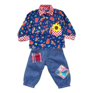 Imagem de Fantasia Infantil Caipira Fefe Azul Masculina (g) - Anjo, Azul, G