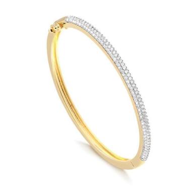 Imagem de Bracelete Estreito Cravejado De Pedras De Zircônias Folheado - Radhau 