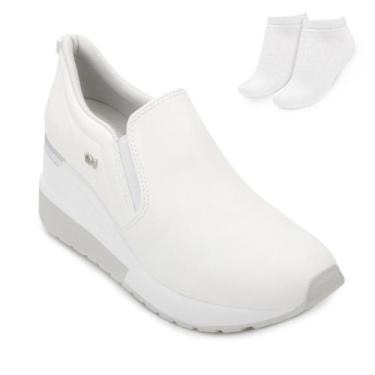 Imagem de Tênis Slip On Via Marte e Meia VM25-04600, 33, Branco, Prata