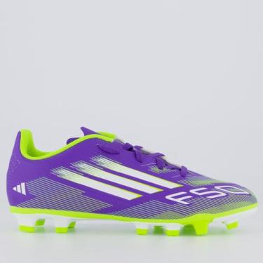 Imagem de Chuteira Adidas F50 Club FG/MG Campo Juvenil Roxa e Verde, 35