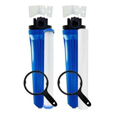 Imagem de Kit 2 Filtros Água Polipropileno 20 X 2 1/2 5 Micra Pp Pliss Azul - Ro