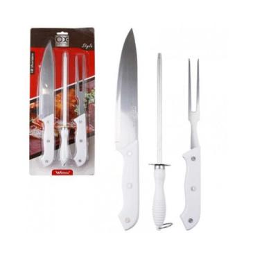 Imagem de Kit Para Churrasco Com 3 Peças Cabo Branco Wellmix