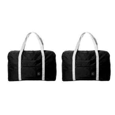 Imagem de Bolsa De Viagem Mala Dobrável Capacidade Impermeável Cores:Kit 2 Preto