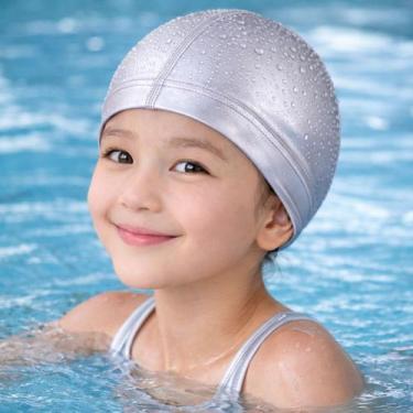 Imagem de Touca de natação infantil lisa de pu piscina cor:prateada - AURORA, Pr