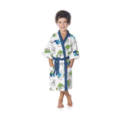 Imagem de Roupão Infantil P Dino Felpudo Quimono Azul Claro - Lepper
