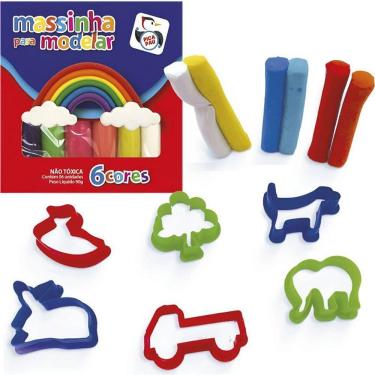 Imagem de Massa de Modelar Fazendinha 6 Cores com Acessórios Temáticos Não Tóxica Pica Pau Brinquedos