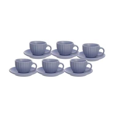 Imagem de Conjunto de Xícaras Bella para Café em Cerâmica Design Delicado Ideal para Mesa de Jantar Azul Hauskraft