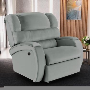 Imagem de Poltrona Reclinável Kylie Power Elétrica com Massagem Pu Cinza para Sala de Estar Gran Belo
