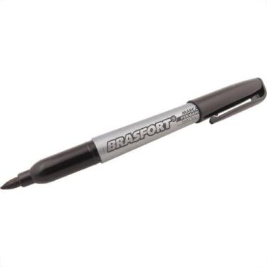 Imagem de Caneta Marcacao Permanente Brasfort Ponta Fina Preta 7855 - Kit C/12