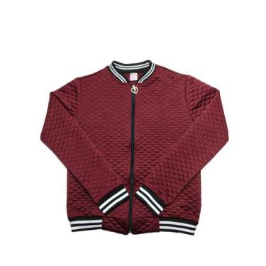 Imagem de Jaqueta Bomber Infantil Feminina de Matelasse - Mini Diva, Vinho, 12