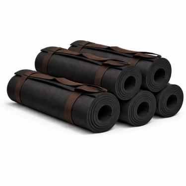 Imagem de Kit 5 Tapete de Yoga Preto c/ Alça 5mm EVAMAX 170x60cm