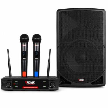 Imagem de Kit Completo Som Novik 1 Caixa EVO 460X 2 Microfones Voltagem:Bivolt