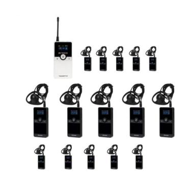 Imagem de Kit Tradução Simultânea UHF c/ 1 Transmissor + 15 Receptores + 1 Carre