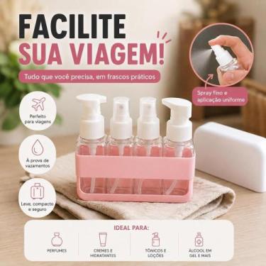 Imagem de Kit frascos para viagem com 4 dispensers portáteis para shampoo creme 