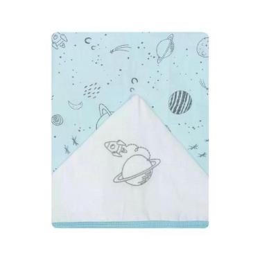 Imagem de Toalha Fralda Papi Soft C/ Capuz Astronauta 1,10x90Cm