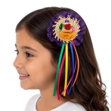 Imagem de Mini Chapéu Junino Infantil com Rendas e Fitas - - Roxo - Mundo Encant