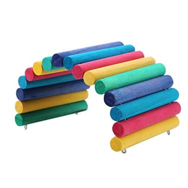Imagem de Brinquedo para animais de estimação Zerodis com ponte, escada de madeira colorida para escalada, acessórios de gaiola, brinquedo de mastigar para pequenos animais de chinchila