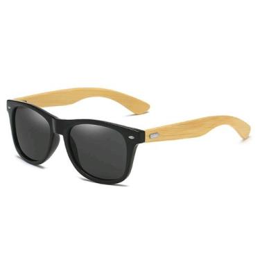 Imagem de Óculos De Sol Unissex Haste De Bambu Proteção Uv400 Com Case - Paes Ma