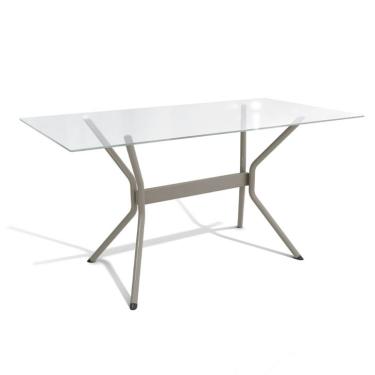 Imagem de Mesa de Jantar Retangular com Tampo de Vidro  Loire Cinza 150 cm