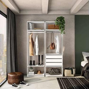 Imagem de Conjunto com Guarda-Roupa Closet Cabideiro e Guarda-Roupa Modulado Clothes 3 GV Branco