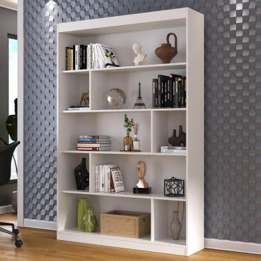 Imagem de Estante para Livros 4 Prateleiras Home Office Espresso Móveis Branco TX/Branco TX