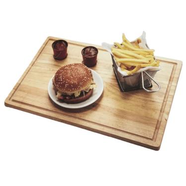 Imagem de Kit Hamburguer - Conjunto 4 Peças - Tabua, Cesta E Molheiras