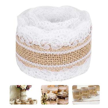 Imagem de Serapilheira de renda Hessian corredor de mesa rolo de linho de renda de juta 5 jardas caixa de presente fita roupas costura decoração cinto DIY artesanato feito à mão (1)