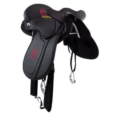 Imagem de Sela de Cavalo com Cabeça Mangalarga Soft Preta Simples 16 Polegadas Passeio