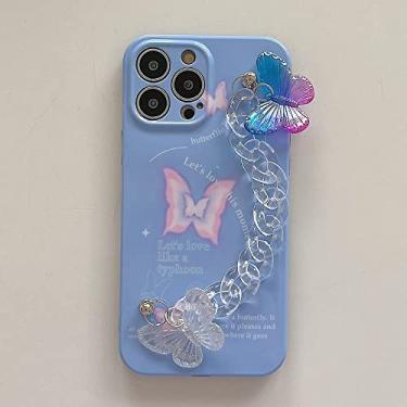 Imagem de Capa de corrente de pulso para iPhone 13 Pro 12 Pro Max 7 8 Plus XR XS Max SE 20 Capas IMD Capa bonita de corrente de borboleta para iPhone 11, azul, para iPhone 12