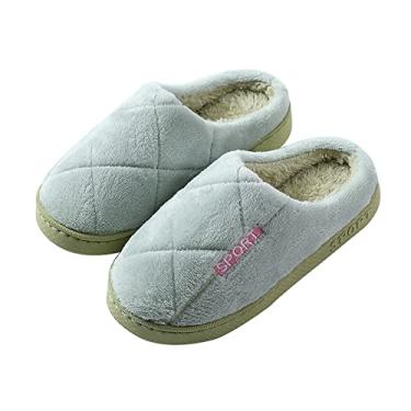 Imagem de Pantufa feminina confortável de casa com espuma viscoelástica para uso interno/externo à prova d'água, sapatos femininos de pelúcia quentes para quarto