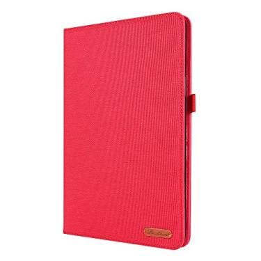 Imagem de ZiEuooo Capa protetora de lona simples leve fina da moda para tablet Samsung Galaxy A7 Lite A8 A 8.0 8.4 10.1 polegadas S5E S6 Lite S7 Plus FE S8 Plus Ultra (A 8.4 2020 T307, vermelho)