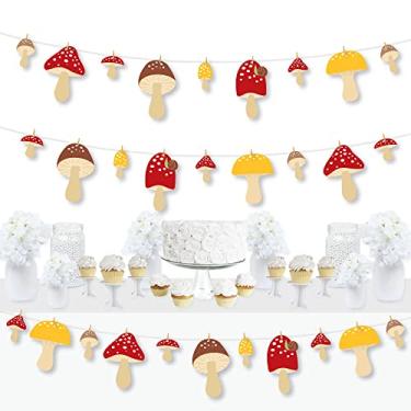 Imagem de Big Dot of Happiness Cogumelos selvagens - Decorações de festa DIY de sapo vermelho - Faixa de guirlanda de pregador de roupa - 44 peças