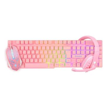 Imagem de Kit Gamer Evolut Eg-53 Teclado, Mouse, Headset Rosa